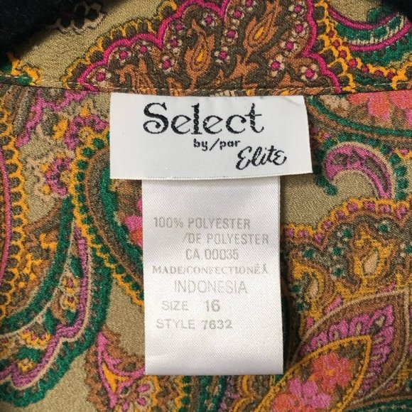 Vintage Select by Elite Paisley Button UpSecretary Blouse - Picture 2 of 6